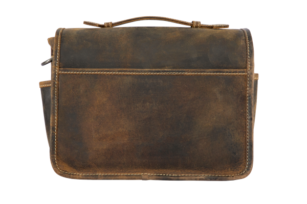 Alpenleder Leder Fototasche "Presse" Old Havanna